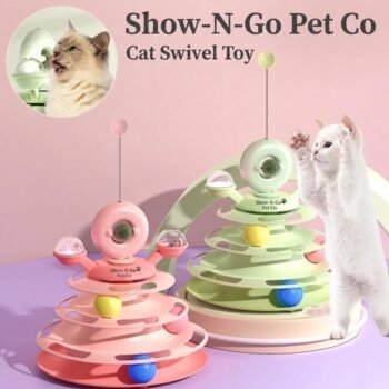 Cat Swivel Toy — 3-Tier Interactive Ball Track